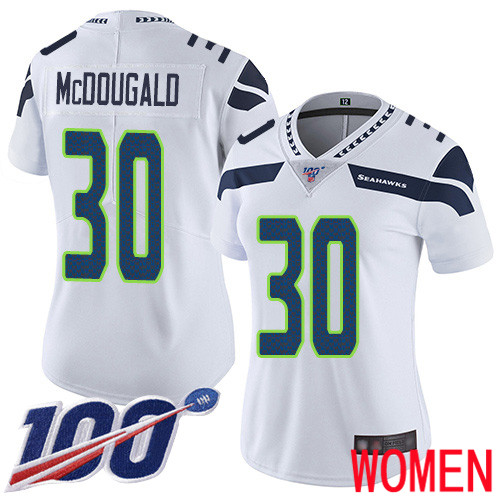 Seattle Seahawks Limited White Women Bradley McDougald Road Jersey NFL Football #30 100th Season Vapor Untouchable->women nfl jersey->Women Jersey